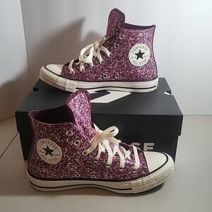 Women CONVERSE Chuck Taylor All Star Glitter HI Orchid Abyss Size 7.5